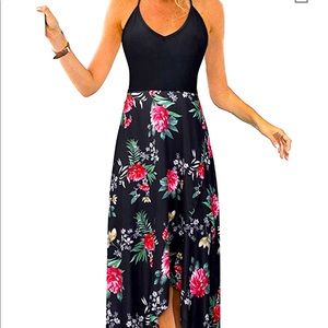KILIG Women's V Neck Sleeveless Summer Sundresses Floral Maxi Dresses